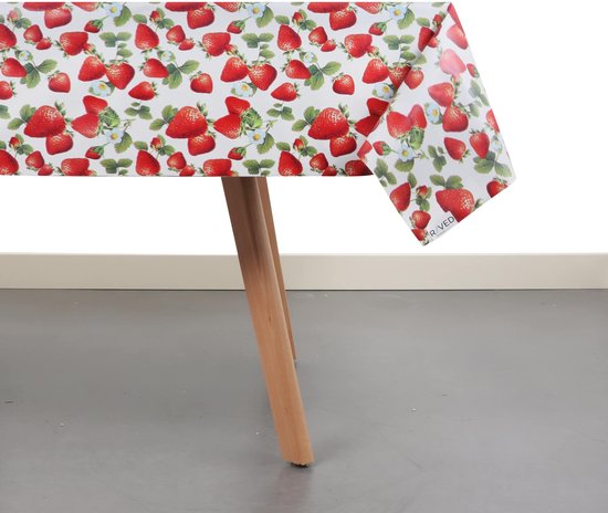 Nappe Raved / Nappe Design Fraise Rouge / Wit ↔ 140 cm x ↕ 250 cm - PVC - Lavable