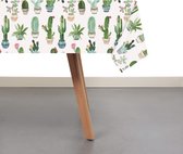 Raved Uitwasbaar Tafelzeil Cactussen 140 cm x 240 cm - Groen - Katoen - Polyester - Uitwasbaar