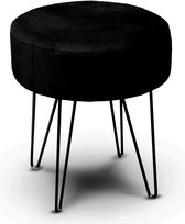 Unique Living Kruk Davy - velvet - zwart - metaal/stof - D35 x H40 cm