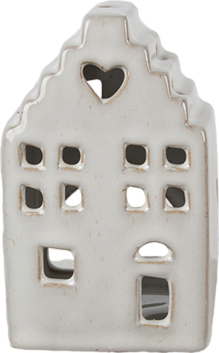 Clayre & Eef Waxinelichthouder Huis 11 cm Beige Porselein