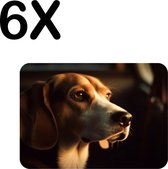 BWK Stevige Placemat - Lieve Hond in de Auto - Set van 6 Placemats - 40x30 cm - 1 mm dik Polystyreen - Afneembaar