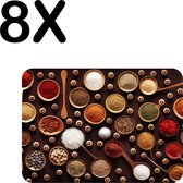 BWK Flexibele Placemat - Tafel met Kruiden en Specerijen - Set van 8 Placemats - 40x30 cm - PVC Doek - Afneembaar