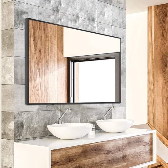Miroir mural rectangulaire à suspendre avec cadre en métal, idéal pour  salle de bain,... | bol