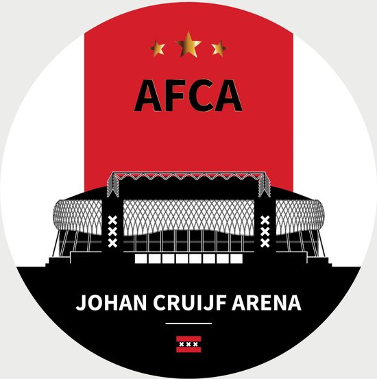Ajax Schilderij - Johan Cruijff Arena - Voetbal - Muurcirkel - Poster - Wanddecoratie op Aluminium (Dibond) - 60x60cm - Inclusief Gratis Ophangsysteem