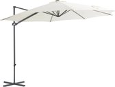 The Living Store Hangparasol 300 x 255 cm - Zandkleurig - UV-beschermend polyester - Stevige kruisvoet - Kantelbaar en 360 graden draaibaar - Inclusief 8 stalen baleinen