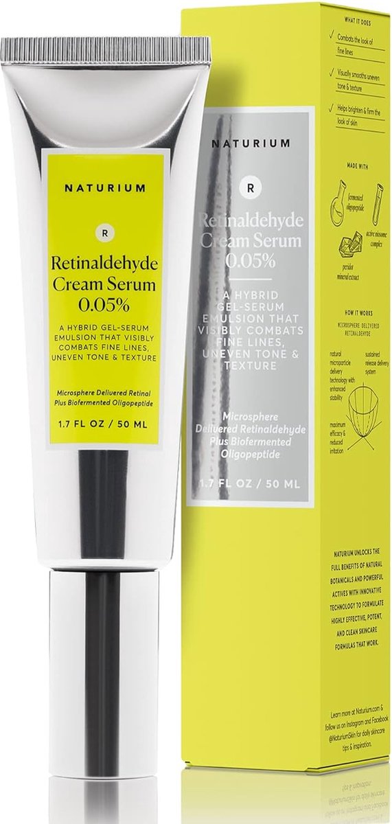 Naturium Retinaldehyde Cream Serum 0.05%, Advanced Anti-Aging & Brightening Facial Treatment, Potent Face & Skin Care - Dagcrème - 50ml
