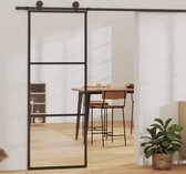 The Living Store Schuifdeur Transparant ESG-glas Aluminium 76 x 205 cm - Geruisloos - Inclusief montageaccessoires - The Living Store