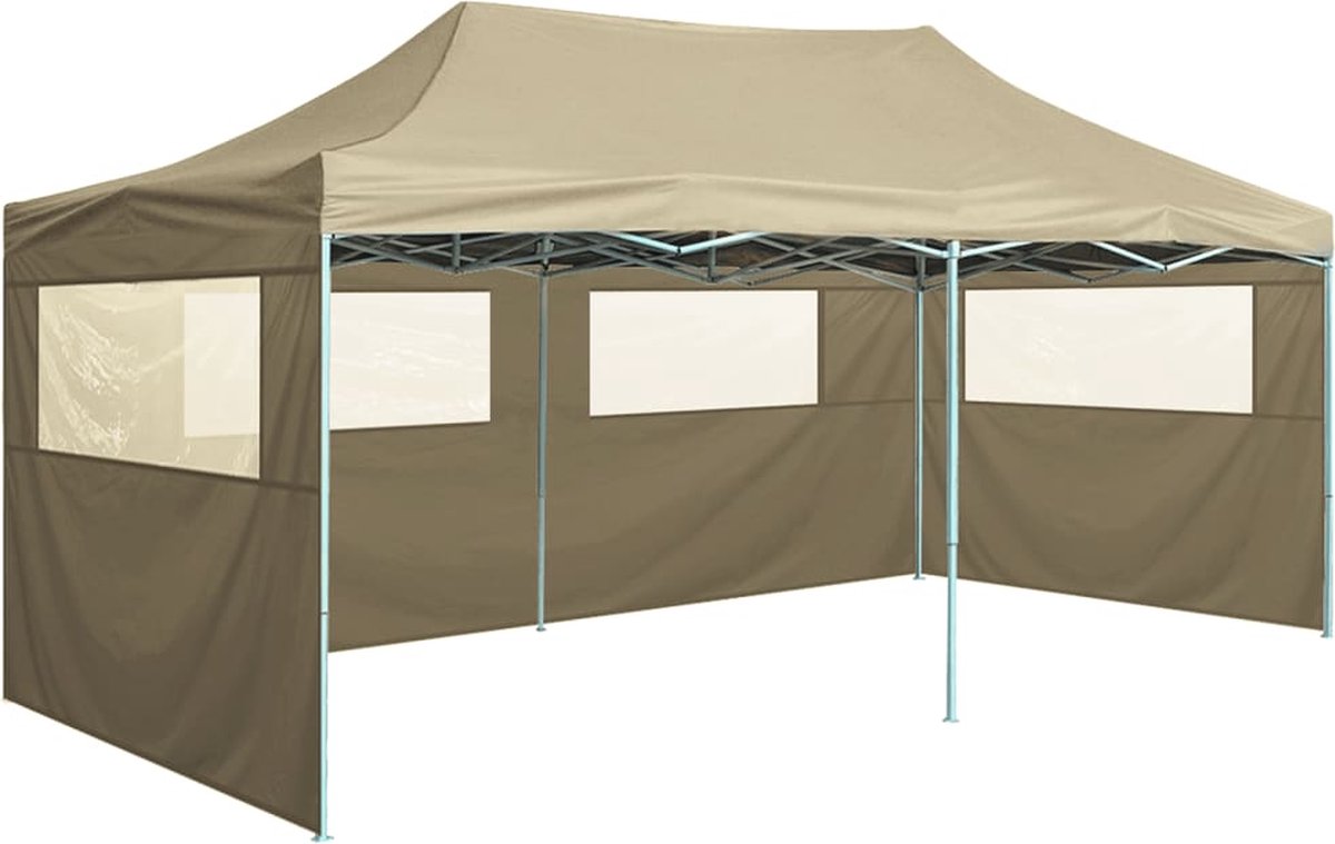 vidaXL Partytent met 4 zijwanden inklapbaar 3x6 m staal crème