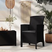 The Living Store Chaise de jardin en rotin - Look Grijs - 60x58x90 cm - Résistant aux UV et aux intempéries - kussen inclus - Assemblage requis