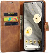 DG Ming Hoesje voor de Google Pixel 8 - Retro Wallet Book Case - Telefoonhoesje Kunstleer met Pasjes - Portemonnee Hoesje met Kaarthouder op achterkant Bruin