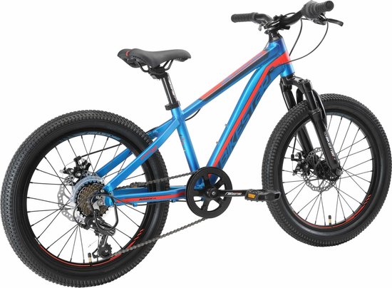 BIKESTAR VTT Vélo Tout Terrain pour Enfants de 6-9 Ans, Bicyclette 20  Pouces 7 Vitesses Shimano, Hardtail, Freins Disque, Suspension