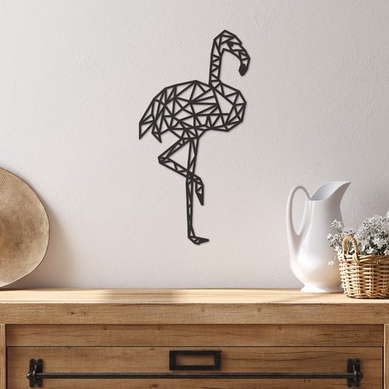 Geometrische Wanddecoratie Flamingo - Geometrische Muurdecoratie Flamingo - Geometrische Flamingo - Muurdecoratie Hout - Muurdecoratie Woonkamer - Wanddecoratie Woonkamer - Wanddecoratie Industrieel - Wanddecoratie Dieren - 49 x 25.5 cm