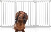 Bettacare Elite Hondenhek Assortiment, 143cm - 152cm (72 opties beschikbaar), Mat Wit, Druk Montage Hek voor Honden en Puppy's, Huisdier en Hond Barrière, Eenvoudige Installatie