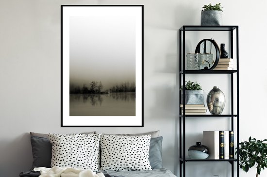 Brouillard - Water - Arbres - Nature - Photo sous cadre - 80x120 cm - Décoration murale - Décoration murale