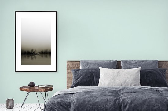 Brouillard - Water - Arbres - Nature - Photo sous cadre - 80x120 cm - Décoration murale - Décoration murale