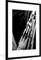 Rue - Zwart - Wit - Personnes - Cadre photo - Cadre - 80x120 cm - Affiche - Décoration murale
