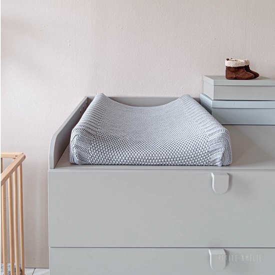 Petite Amélie Aankleedkussenhoes - Baby - 70x50 cm - Licht Blauw - 100% Katoen - Wasbaar