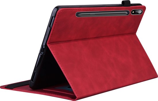 Case2go - Étui pour Lenovo Tab P12 Pro - Business Wallet Book Case - Avec porte-carte - Rouge