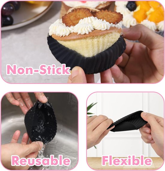 9.2cm Grand Moule à Muffins Silicone Antiadhésif Réutilisable Moule à  Cupcake Moules à
