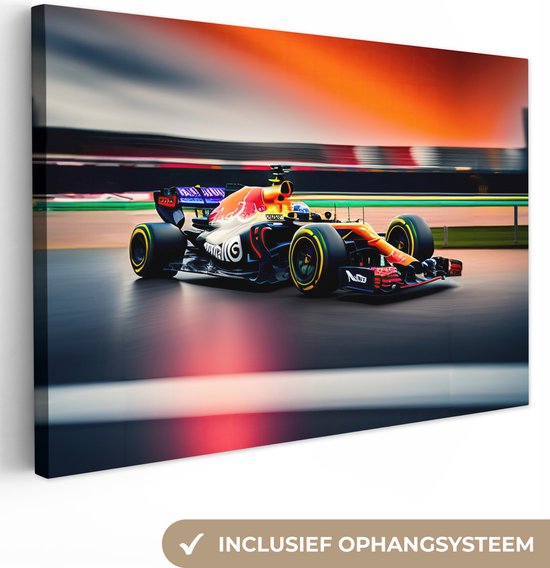 Canvas schilderij 150x100 cm - Wanddecoratie Auto - Formule 1 - Circuit - Raceauto - Muurdecoratie woonkamer - Slaapkamer decoratie - Kamer accessoires - Schilderijen