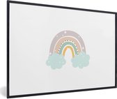Poster in lijst voor kinderen - Wanddecoratie kinderkamer - Schilderij kids - Regenboog - Sterren - Stippen - Wolken - Kinderen - 30x20 cm