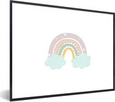 Poster in lijst voor kinderen - Wanddecoratie kinderkamer - Schilderij kids - Regenboog - Sterren - Stippen - Wolken - Kinderen - 40x30 cm