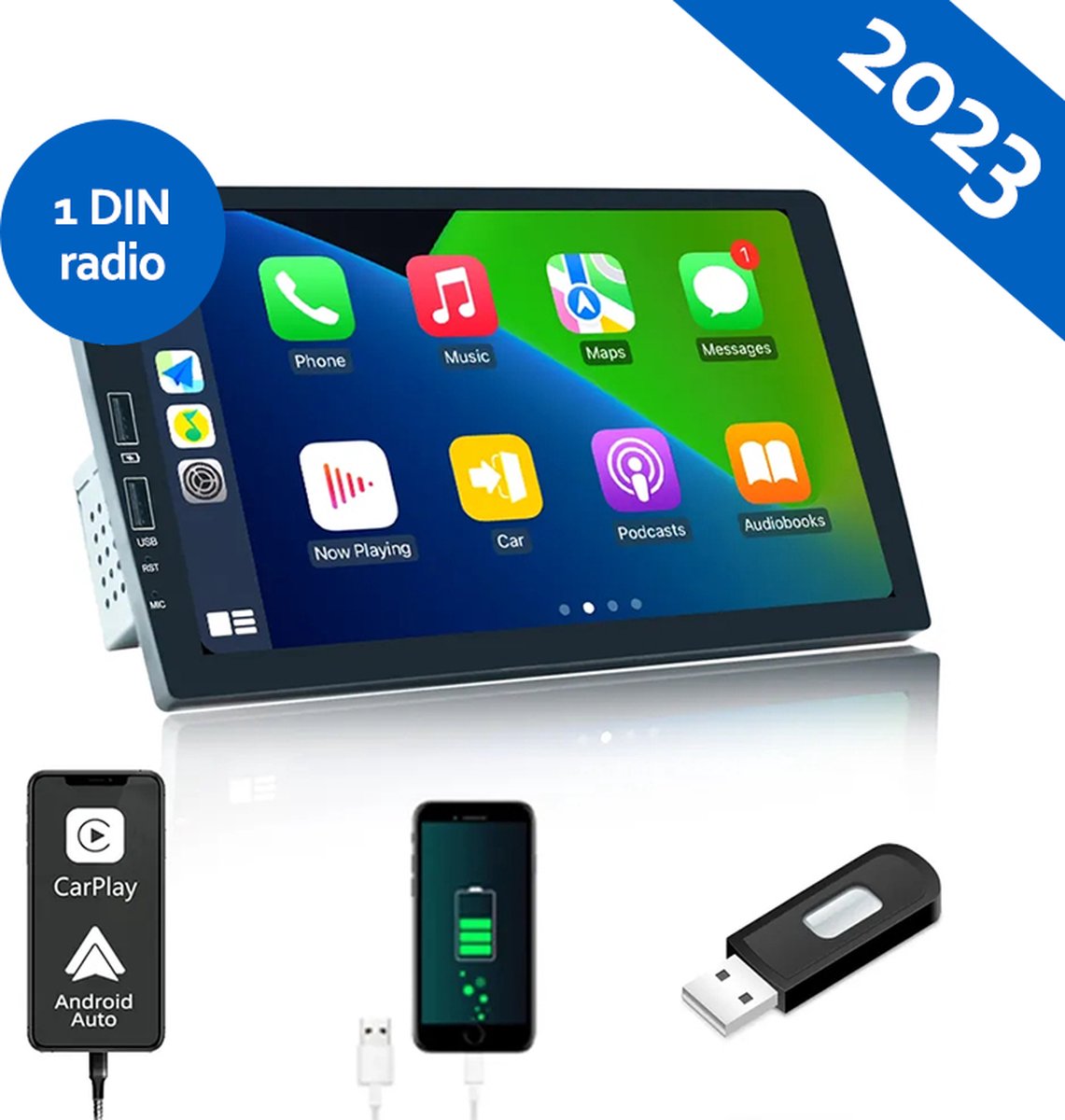 DAB dubbele DIN-radio met draadloze Carplay Android autoradio met