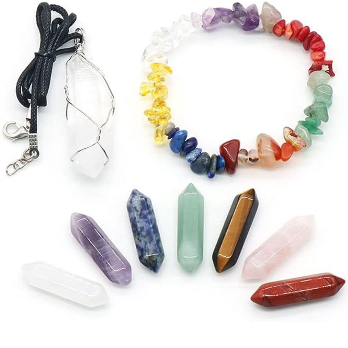 COAI Damesketting van natuurstenen kralen, regenboogkralen, zomerhalsketting voor dames met chakra-stenen, 40 5cm, Steen, iet Robijn