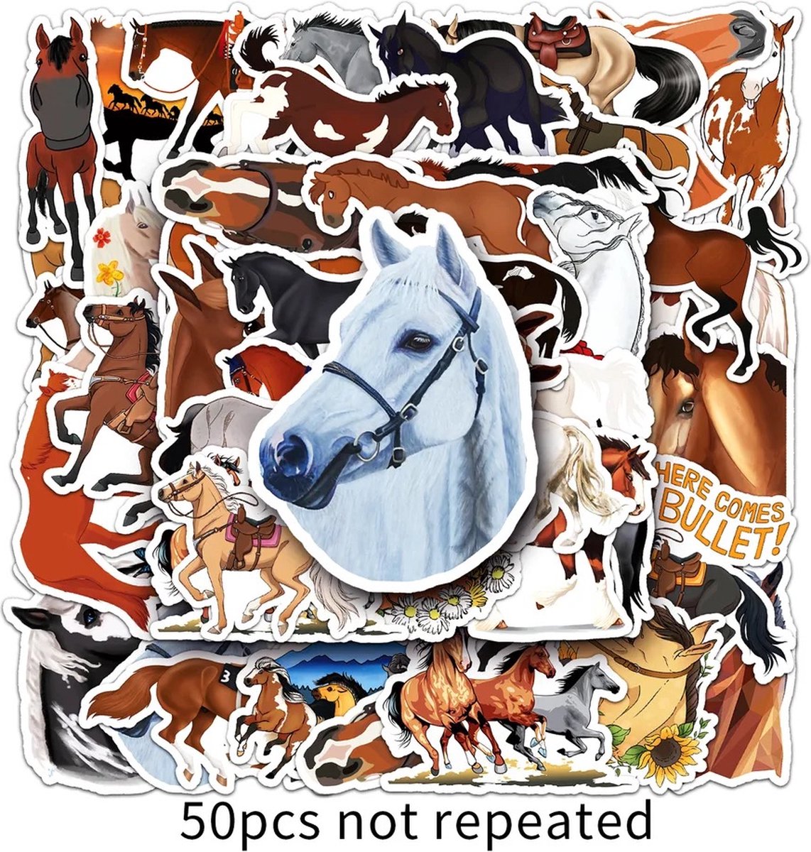 Paarden Stickers 50 Stuks | Dieren Stickers | Horses | Stickers voor Meiden | Laptop Stickers | Stickers Kinderen en Volwassenen | Stickervellen | Plakstickers | Koffer Stickers | Stickers Bullet Journal en Planner — afbeelding 5