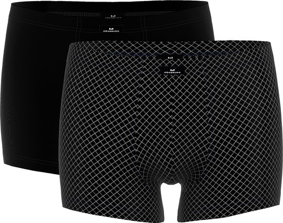 Gotzburg heren boxer normale lengte (2-pack) - zwart geruit - Maat: 3XL