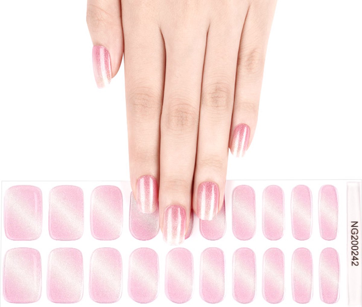 Goedkoopste Gel Nail Wraps – Gel Nagel Wraps – Gel Nail Stickers – Gel Nagel Folie - UV lamp – Glitter Nude Pink