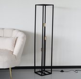Industriële vloerlamp Tommy staande lamp zwart goud