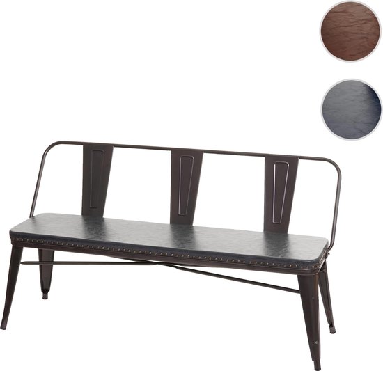 Canapé 3 places MCW-H10, canapé armoire, canapé de salle à manger, cuir artificiel Chesterfield Industrial Gastronomy ~ noir-gris