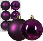 Decoris kerstballen - 6x - 8 cm - kunststof - paars