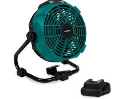 VONROC Ventilator 20V - voor draadloos en bedraad gebruik - Incl. netstroom adapter - Incl. 20V – 4.0Ah accu en snellader