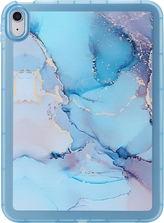 Hoozey - Back Cover pour Apple iPad 10 (2022) - 10,9 pouces - Housse pour tablette - Imprimé marbré - Blauw