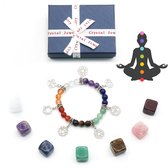 Set de pierres et bracelets de chakra – 7 pierres précieuses et cristaux – Bracelet pour femme avec Perles de pierres précieuses et signes de chakra