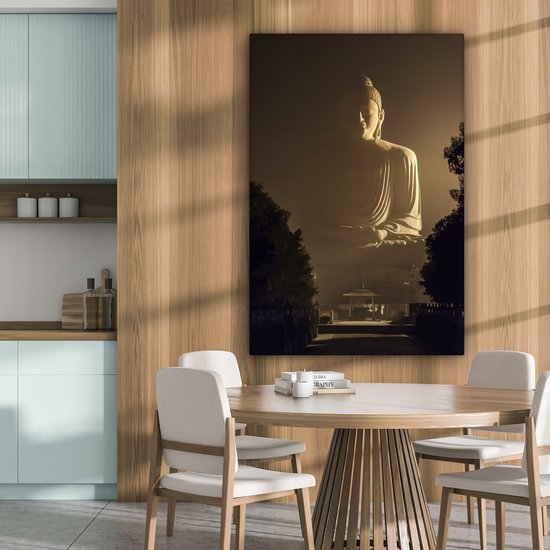Peintures sur toile Bouddha - Ombre - Arbre - 80x120 cm - Décoration murale