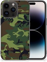 Smartphonehoesje Geschikt voor iPhone 15 Pro GSM Hoesje met Zwarte rand Camouflage