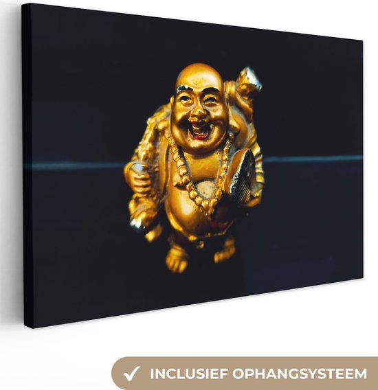 Canvasdoek - Foto op canvas - Woonkamer decoratie - Buddha - Goud - Religie - Boeddha beeld - Luxe - 30x20 cm