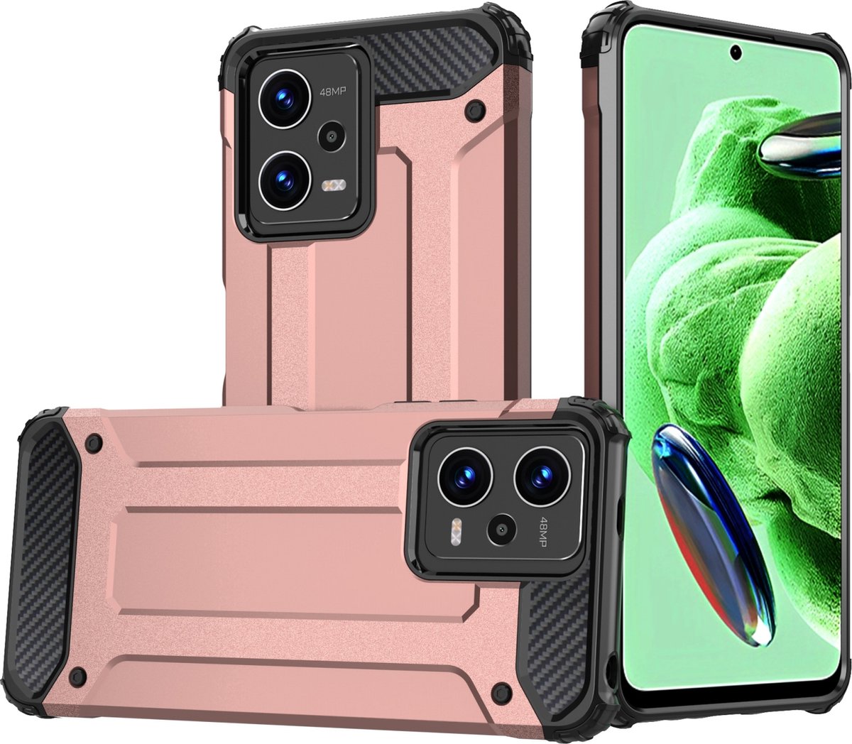 Mobigear Hoesje geschikt voor POCO X5 Telefoonhoesje Hardcase | Mobigear Outdoor Backcover Shockproof | Schokbestendig X5 Telefoonhoesje | Anti Shock Proof - Roségoud
