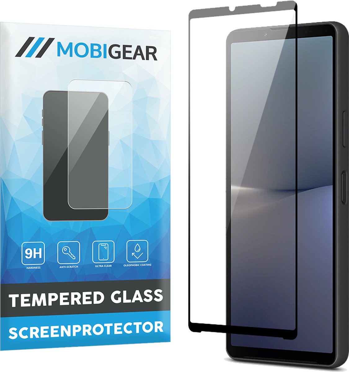 Mobigear Screenprotector geschikt voor Sony Xperia 10 V Glazen | Mobigear Premium Screenprotector - Case Friendly - Zwart