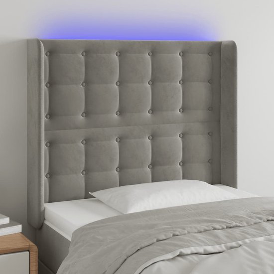 vidaXL Tête de lit LED Velours Gris clair 103x16x118/128 cm