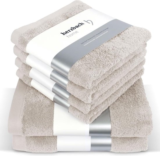 Premium handdoekenset 6-delig (zandgrijs) - 4 handdoeken 50 x 100 cm & 2 douchehanddoeken 70 x 140 cm - hoogwaardige, zachte en absorberende handdoeken van natuurlijk katoen