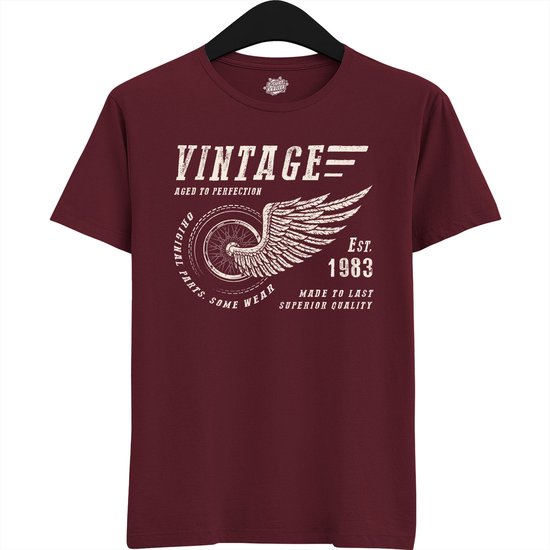 Un Addict à la Motorcycle Vintage Est 1983 | Chemise Cadeau Moto Anniversaire Rétro - T-Shirt - Unisexe - Bordeaux - Taille XL