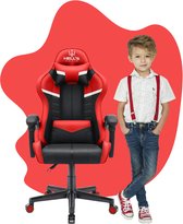 Gamingstoel - Ergonomische bureaustoel - Verstelbaar - Zwart - Rood - Kinderen
