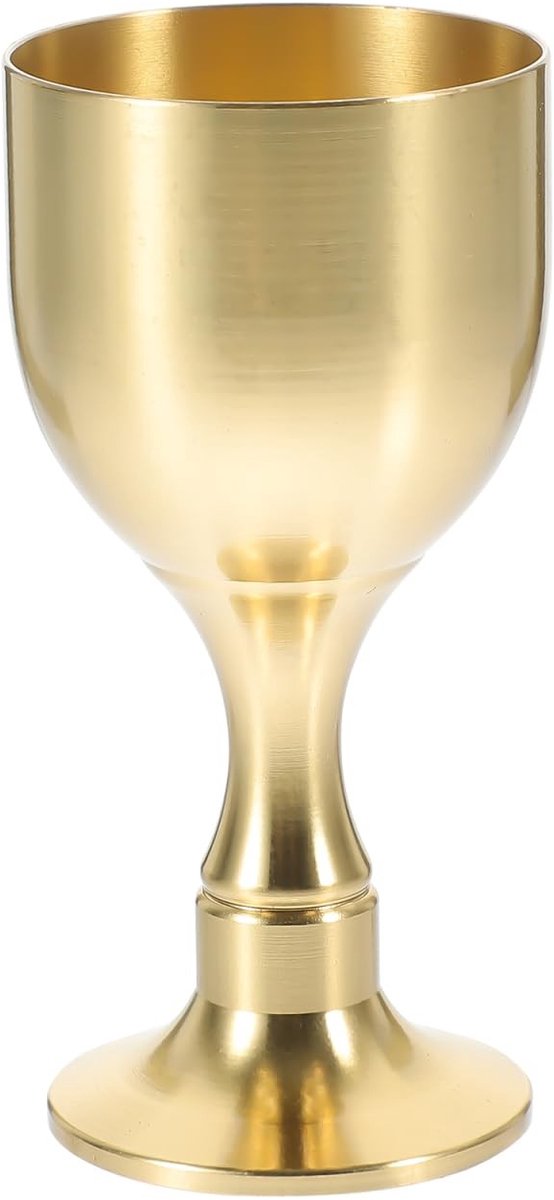 Dailygoods- Kelk Gouden Messing - Wijnglas - Thee Beker - Decoratief - Multifunctioneel - 8 x 3 cm - Voor Ceremonieel Gebruik - Wijnbeker