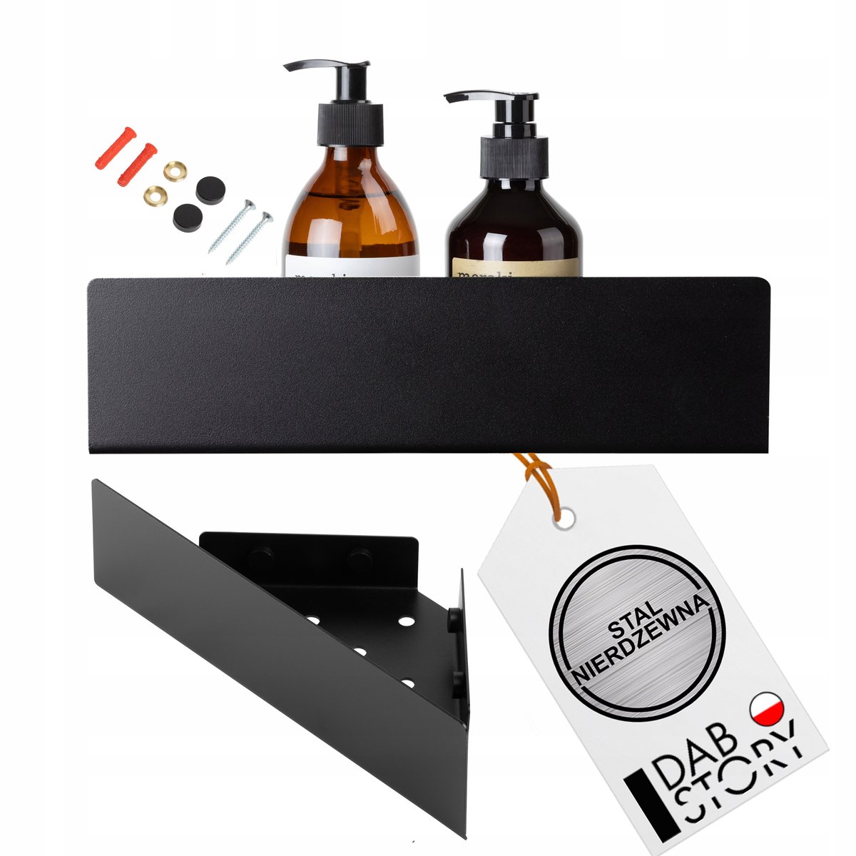 Hoek doucheplank Zwart RVS - Waterbeugel - 30cm