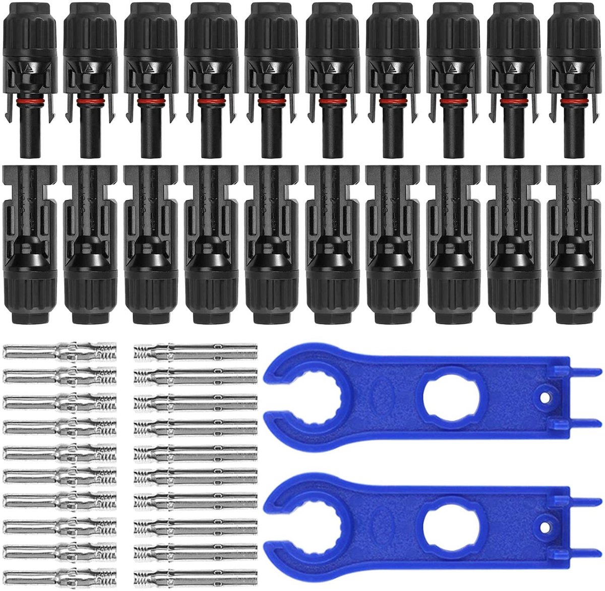 Dailygoods- Zonnepaneelstekkers 10 Paar - Mannelijk/Vrouwelijk - Waterdicht IP67 - Corrosiebestendig - Voor Kabeldoorsnede 2,5/4,0/6 mm² - Stabiel Zelfremmend Systeem - Connectoren