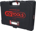 Zwarte gereedschapskoffer met rode "KS TOOLS" logo en "Evolution Series" sticker.